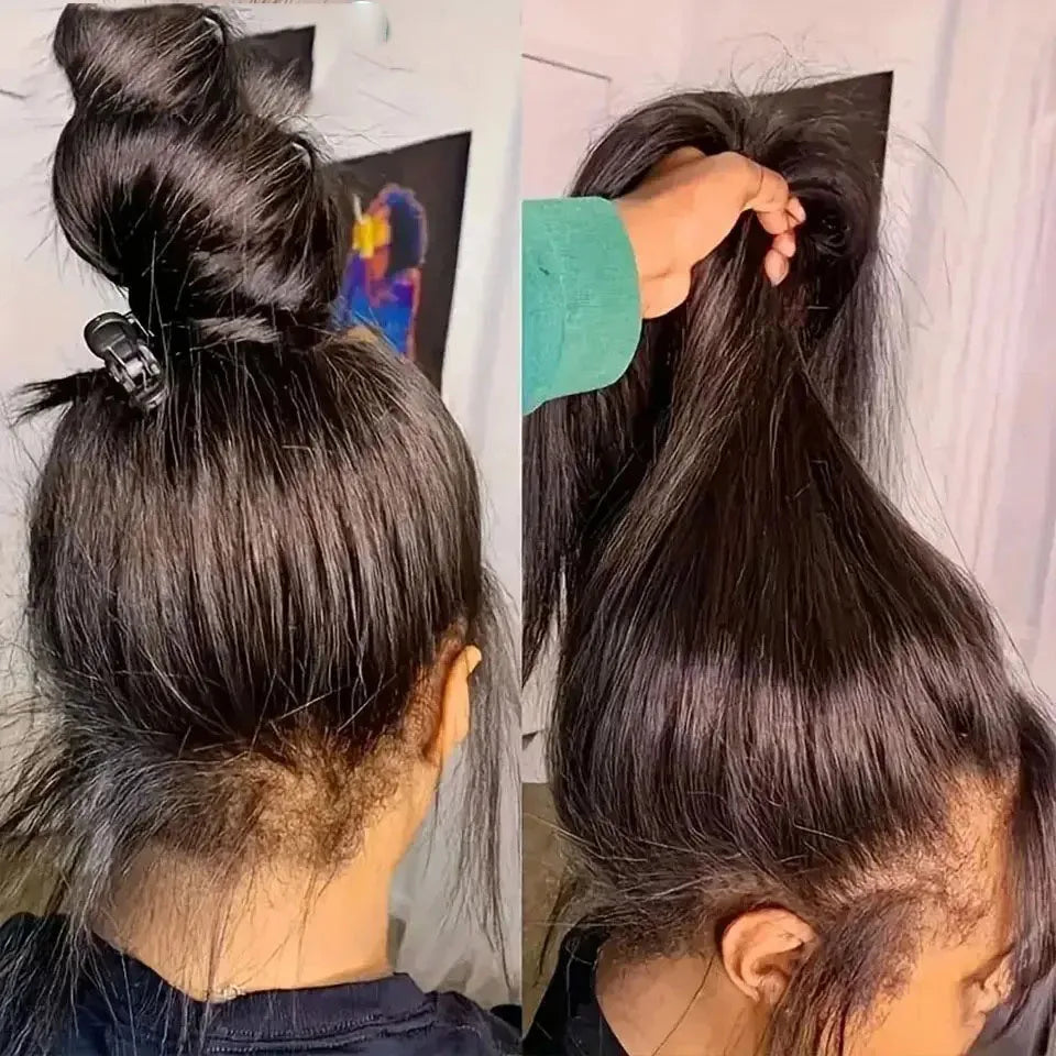 Invisi Strap 360 Glueless Full Lace Front Wigs Human Hair HD Straight 13x4 Lace Frontal Wig Pre Plucked Drawstring Wig for Women